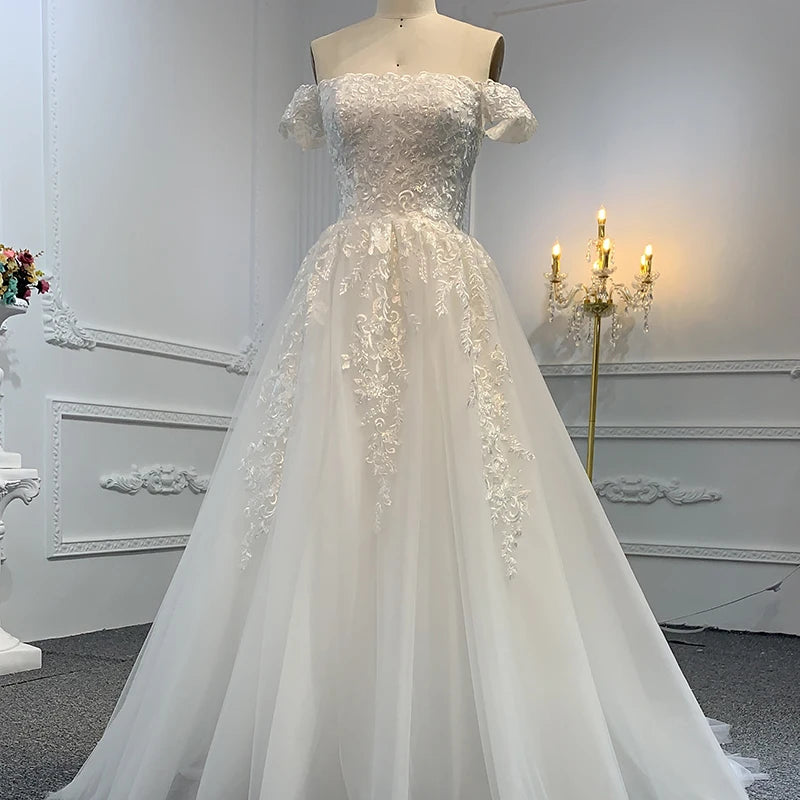 Jancember LSB002 Classic Off the Shoulder Strapless A-line Wedding Suits for Women