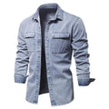 Autumn 100% Cotton Denim Shirts Men Casual Solid Color Long Sleeve Shirt for Men Spring High Quality Jeans Male Shirt