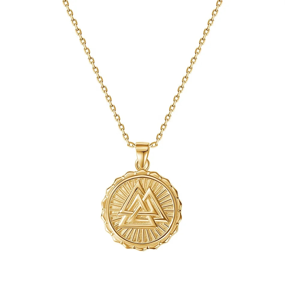 Nagosa Fine Jewelry 925 Sterling Silver Necklace Wholesale 18k Gold Vermeil Sunrise Cz Coin Pendant Chain Necklaces
