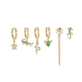 Trendy Emerald Spider and Frog Earrings for Women Inspired by Natural Wildlife Jewelry Set