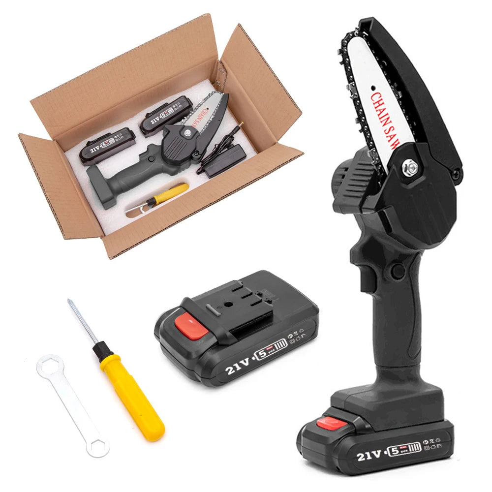 24V Electric Portable Hand Battery Chain Saw Rechargeable Mini Lithium Chainsaw for Yard