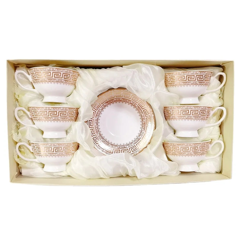 Wholesale European Coffee & Tea Sets Porcelain 12 Pcs Tea Cup and Saucer With Gift Box