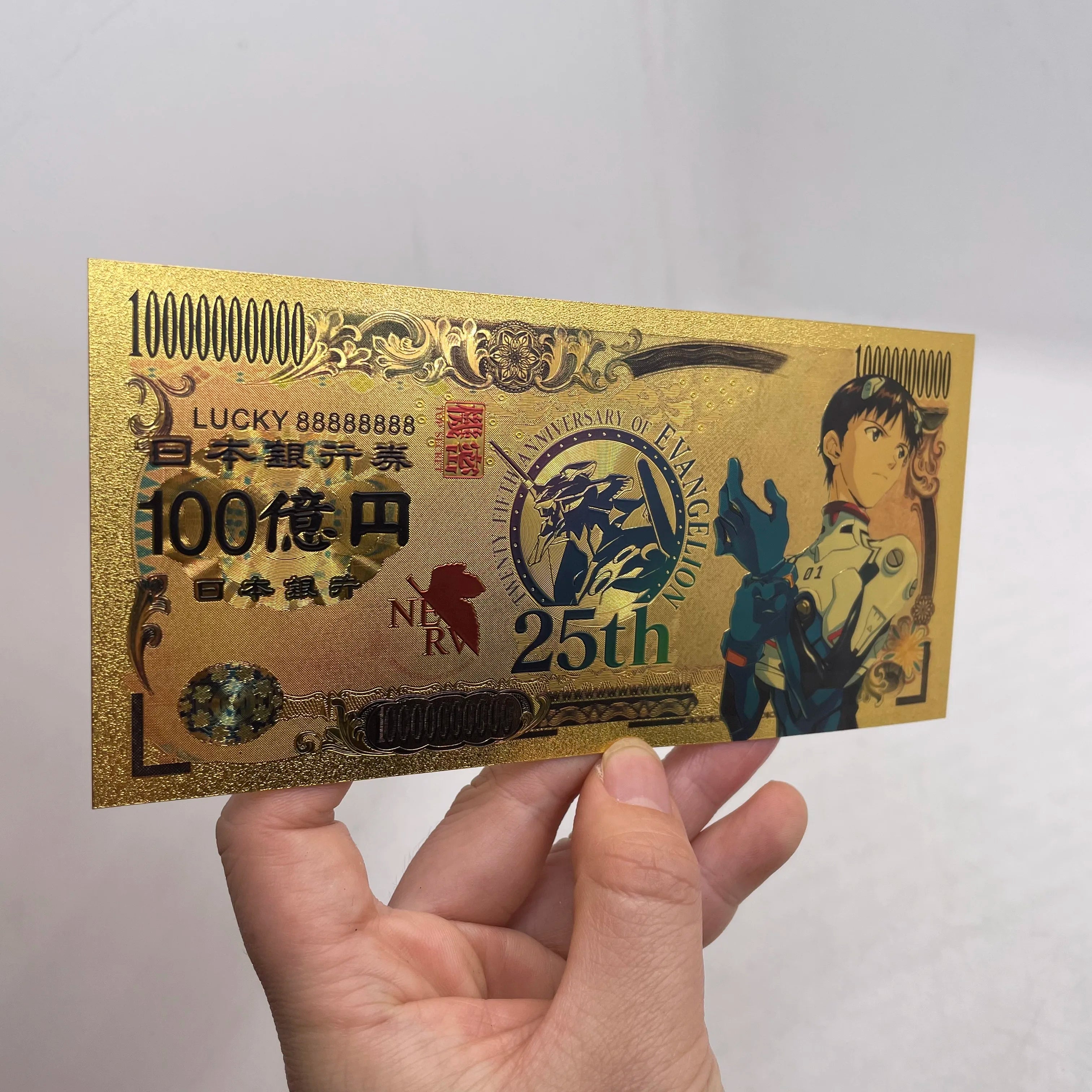 5 Designs Japanese Cartoon Evangelion Asuka EVA Anime Gold Banknote 25th Anniversary Souvenir Gifts and Collection Cards