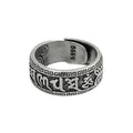 Buddhist Tibetan Black & Silver Om Mani Padme Hum 6 True Words Mantra Rings With Adjustable Wedding Band