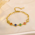 18k Gold Plated Stainless Steel Fashion Jewelry Waterproof Round Cateye Beads Bracelets for Women
