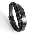 Punk Braided Wrap Leather Bracelet Handmade Beads Bracelet Men Luxury Silver Metal Tube Multilayer Leather Bracelet OT-078