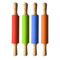 Silicone Rolling Pin Non-Stick Baking Dough Roller Kitchen Tools with Wooden Handle