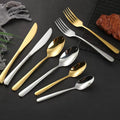 High Quality SS304 Titanium Cutlery Cubiertos Cutleries for Restaurant Silverware Gold Spoons and Forks