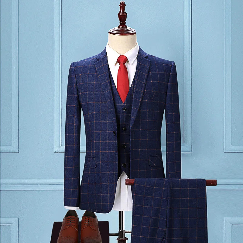 Mens Solid Business Suit 3-Pieces Latest Coat Pant Designs Groomsmen for Wedding/party(Blazer+Pants) VEST cost 11usd more