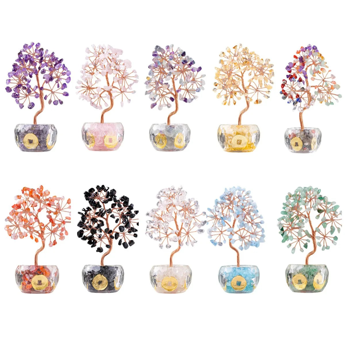 Hot Selling New Styles Money Tree Natural Stone Tree Decorative Office Ornaments Exquisite Natural Stone Crafts for Gifts