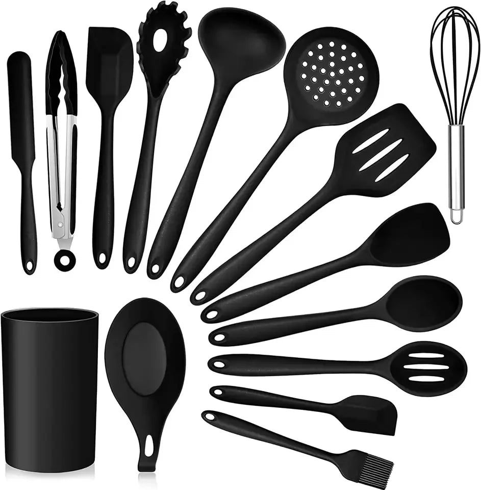 Silicone Cooking Utensil Set Cooking Tools Kitchenware 15 Pieces in 1 Set Kitchen Gadgets Tools Set Non-stick Heat