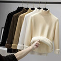 Winter Turtleneck Sweater Women Keep Warm Fleece Lined Knitted Pullovers  Velvet Basic Slim Knitwear Jumper Tops