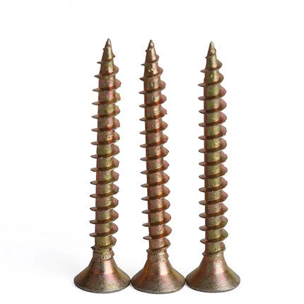 Yellow Zinc Plated Particle Board Screws Cross Recess Type Z Pozi Countersunk Head Chipboard Screws