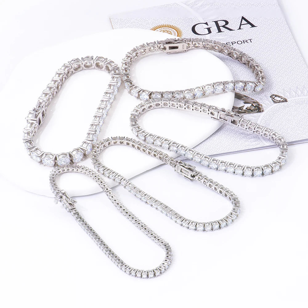 Tennis Chain 5MM Moissanite Tennis Bracelet 925 Sterling Silver Gift Box Women's Moissanite Jewelry Ready to Ship Xingyue 1pcs