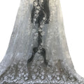Ready to Ship No Moq Ivory White Embroidery Sequin Lace Fabric Glitter Beads Lace Fabric for Bridal Dress