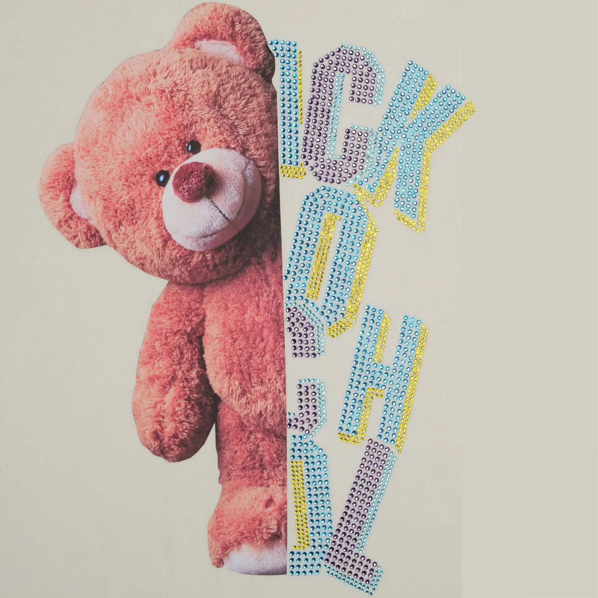 Hot Selling Personalized pink love Teddy Bear Hot Stamping Iron on Sticker Cartoon Printing