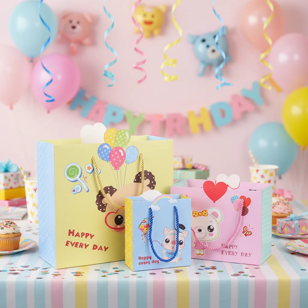 Wholesale Hot Sale Colorful Print Cute Cartoon Paper Bag Shopping Gift Packaging Bags for Kids