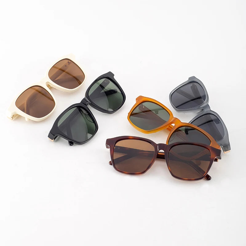 Trendy Bands Multiple Colors Acetate Frame Metal UV400 Sunglasses Custom Logo Square Unisex