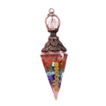 Wholesale Natural 7 Chakra Gemstone Resin Hexagonal Cone Flower Pendulum Meditation Reiki Amulet Jewelry for Men Women