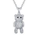 Dylam New Arrival High Quality Cute Beautiful  5A Level CZ Stone Shiny S925 Sterling Silver Bear Pendent Women Necklaces