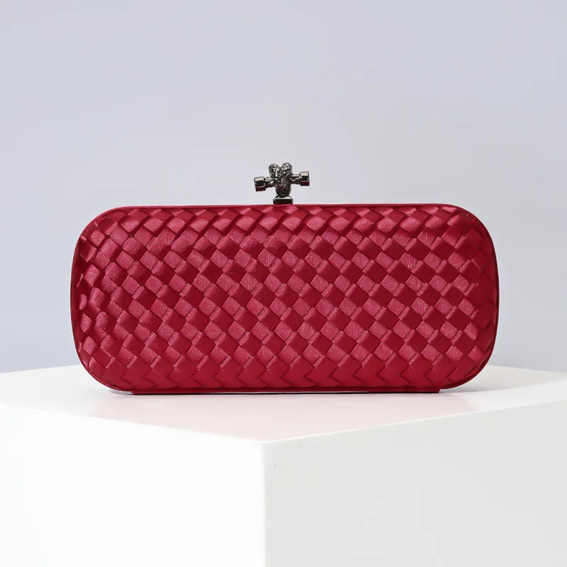 Unique Silk Hand-woven Ladies Clutch Purse Simple Shoulder Evening Bag Small Handbag