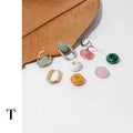 Women's Trendy DIY Handmade Brass Earrings Wholesale Colorful Removable Single Natural Stone Beads Dangle Jewelry