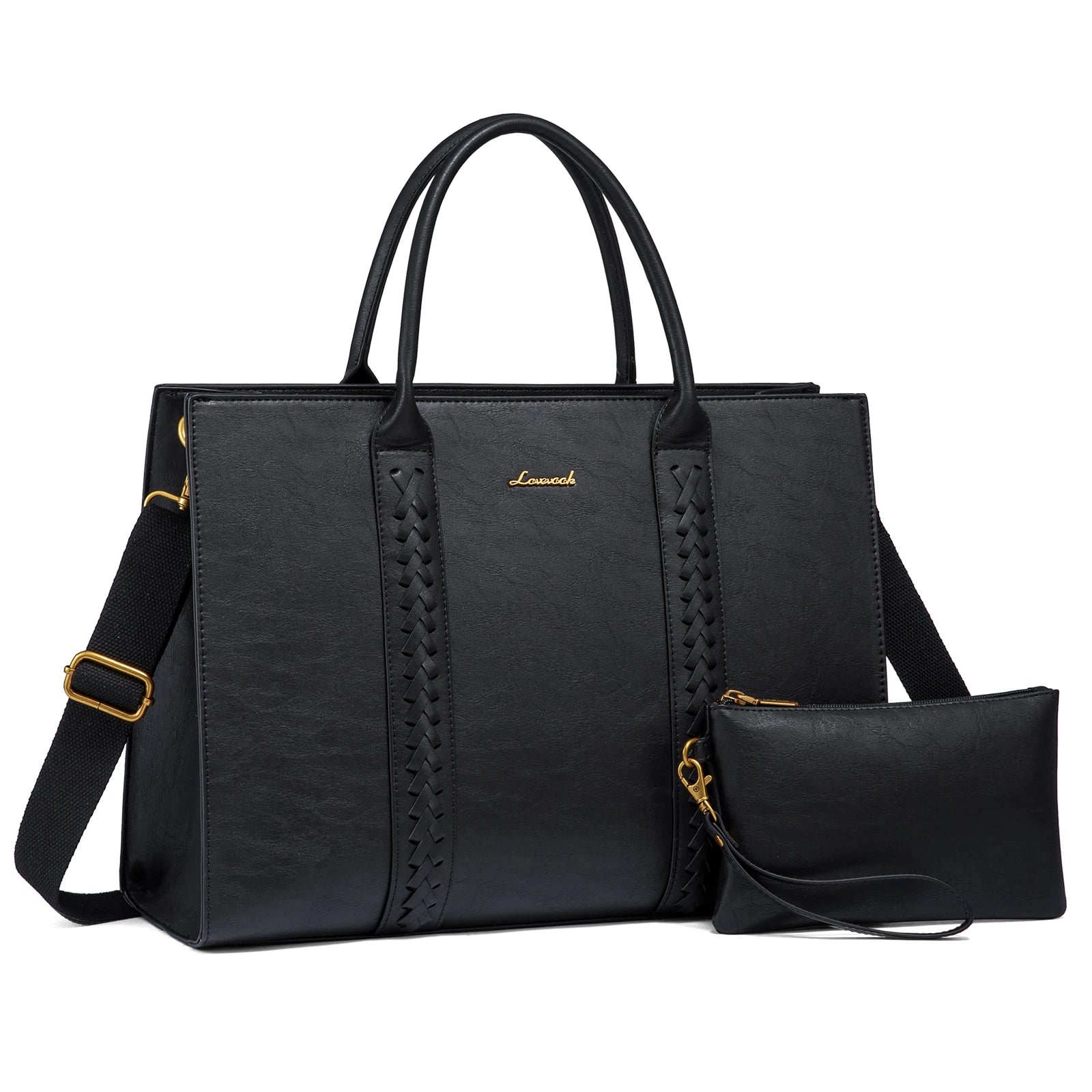 LOVEVOOK 2pc Fashion 15.6in Classic Ladies Hand Bags Top Handle Tote Bags Shoulder Bags Work Elegant Luxury Women Handbags Purse