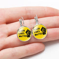 Factory's Statement Silver Color I Can't Breathe Black Lives Matter Glass Cabochon Drop Earrings for Ladies Girls Fashion Hoop