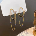 European Fashion Rhinestone Earrings925 Silver Needle Geometric Pearl Diamond Earrings  Eardrops Shinny Crystal Drop Earring