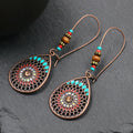 Vintage Boho Ethnic Style Sunflower Water Drop Shaped Pendant Bohemian Earring Jewelry for Women Ladies