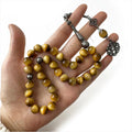 Green Natural Tiger Eye Diamond Cut 10mm 33pcs Beads With Biack Accessories Misbaha Prayer Beads Islamic Tasbih Muslim Rosaries