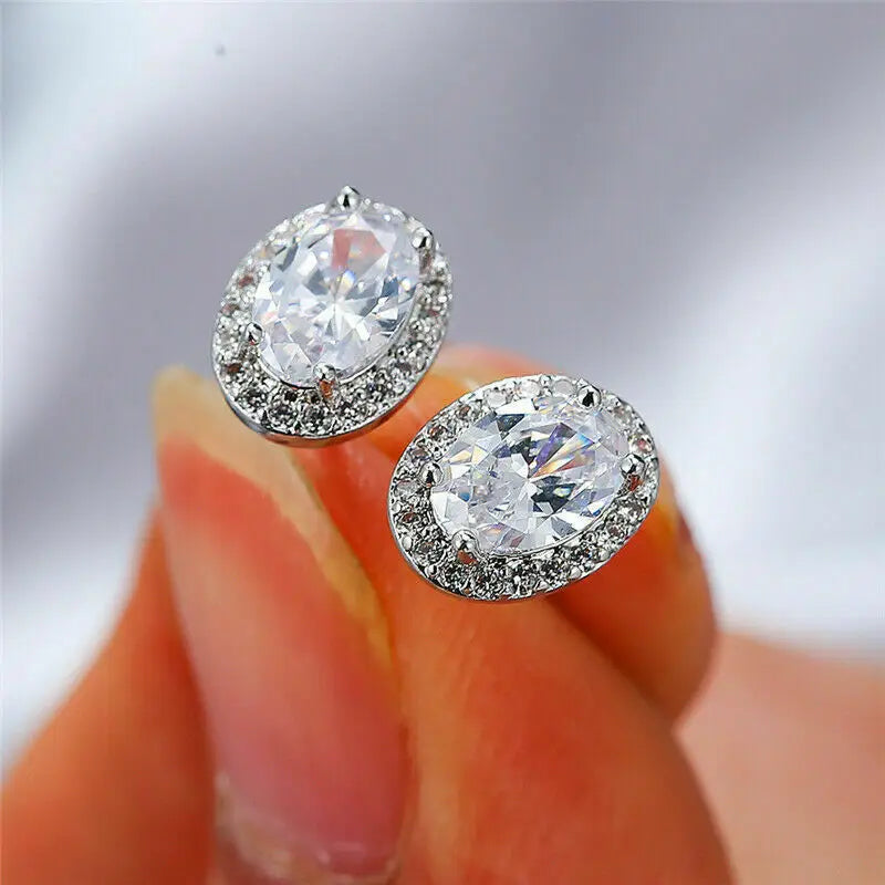 CAOSHI Cut Oval Cut Women Earrings Stud Trendy 925 Silver Plated New Design Crystal Cubic Zirconia Wedding Earring Stud