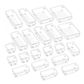 Multifunction 21-Piece Set Plastic Compartment Divider Room Drawer Organizer Cosmetic Box for Sundries Storage Food Bag Packing