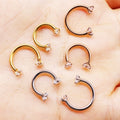 Gaby 16G 316L Fashion Cz  Nose Ring  Horseshoe Ferido Ball  Full Stone Gold  Piercing Body Jewelry