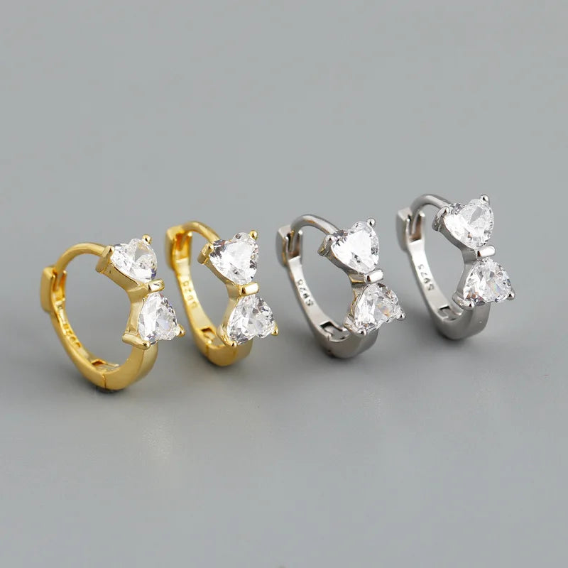High Quality Unique Design 925 Sterling Silver Jewelry Cubic Zirconia Bowknot Hoop Earrings Women