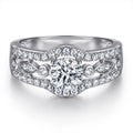 Luxury Halo Ring Round Cut 6mm Rhodium Plated Thick 18K Gold Plated 925 Sterling Silver Engagement Wedding Ring
