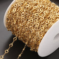 Fashion 18k Gold Plated No Tarnish Stainless Steel Sun Flower Connector Round Chain for Jewelry Bracelet Accessories