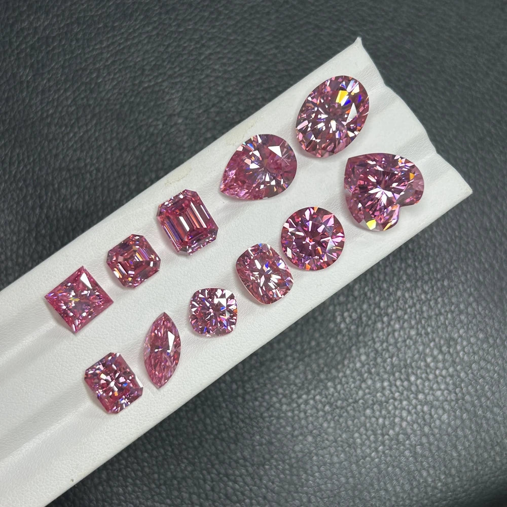 HQ Gems 8x8mm Heart 2 Carat Fancy Pink Moissanite Loose Gemstone Moissanite Diamond Price