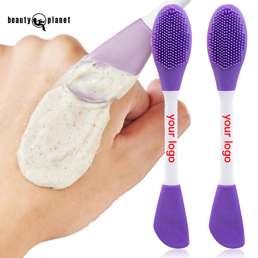 Beauty Planet Custom Face Silicone Brush for Facial Cleans Brush Eouble Ended Silicone Facial Cleansing Mask Clay Brush Spa Tool