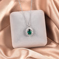 Factory Wholesale S925 Sterling Silver Luxury Emerald Necklace Jewelry