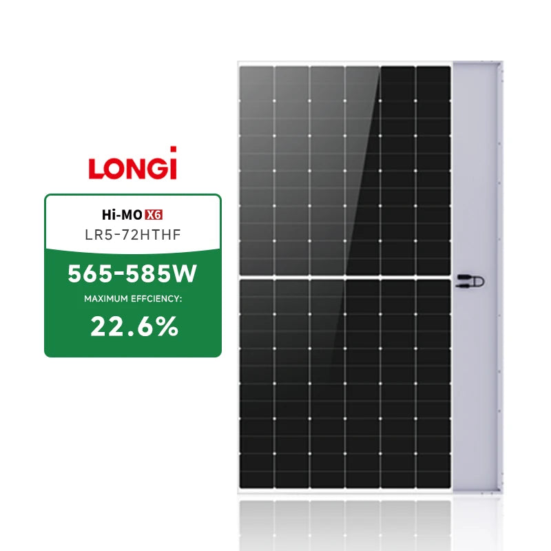 For Longi Monocrystalline Solar Panels for Home 580W-590W Bifacial PV Modules 560W-585W with PERC & Half Cell Technology