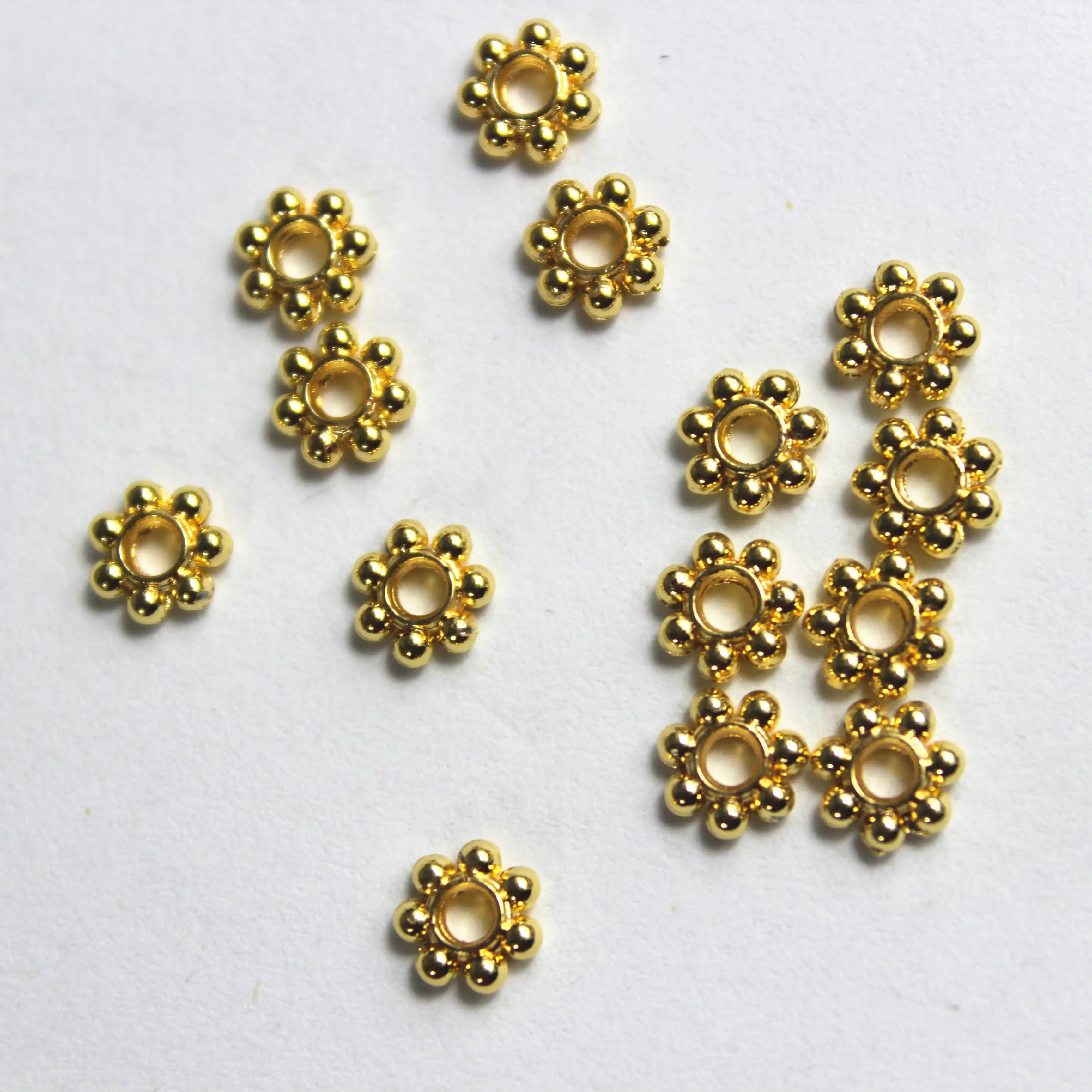 Wholesale 6mm 24K Triple Gold Plated Flower Spacer Beads for DIY Jewelry Making