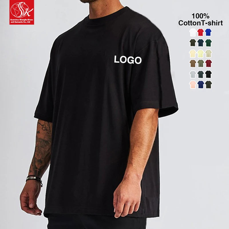 SK Heavy 260g Chinese Fashion Oversized Dropped-Shoulder Crewneck Short-Sleeve T-shirt Unisex Custom Printed Foam Embroidery MegaBDM