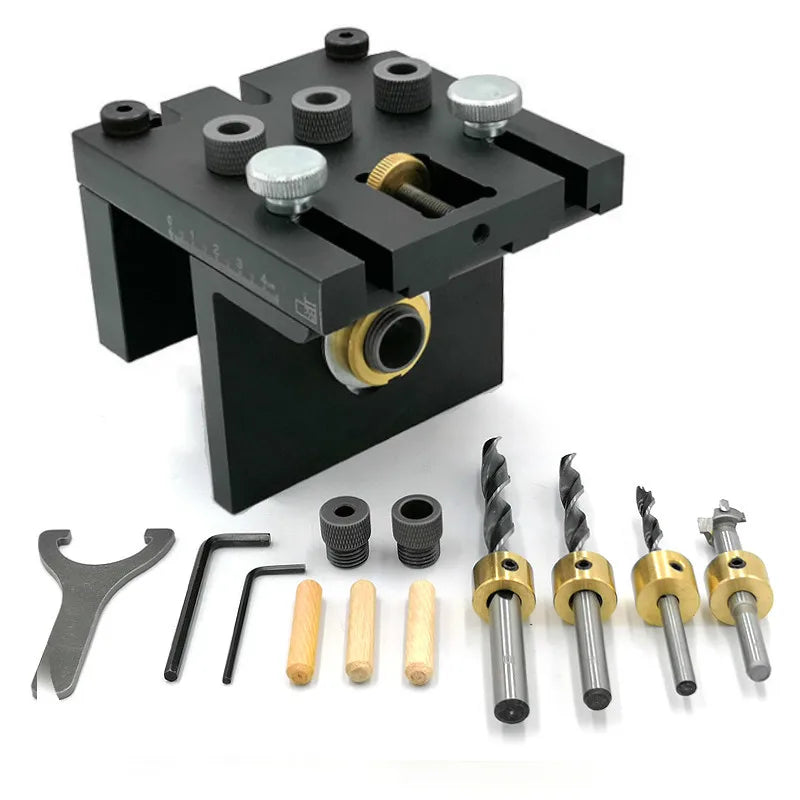 3 in 1 Woodworking Doweling Jig Kit With Positioning Clip Adjustable Drilling Guide Puncher Locator Carpentry Tools