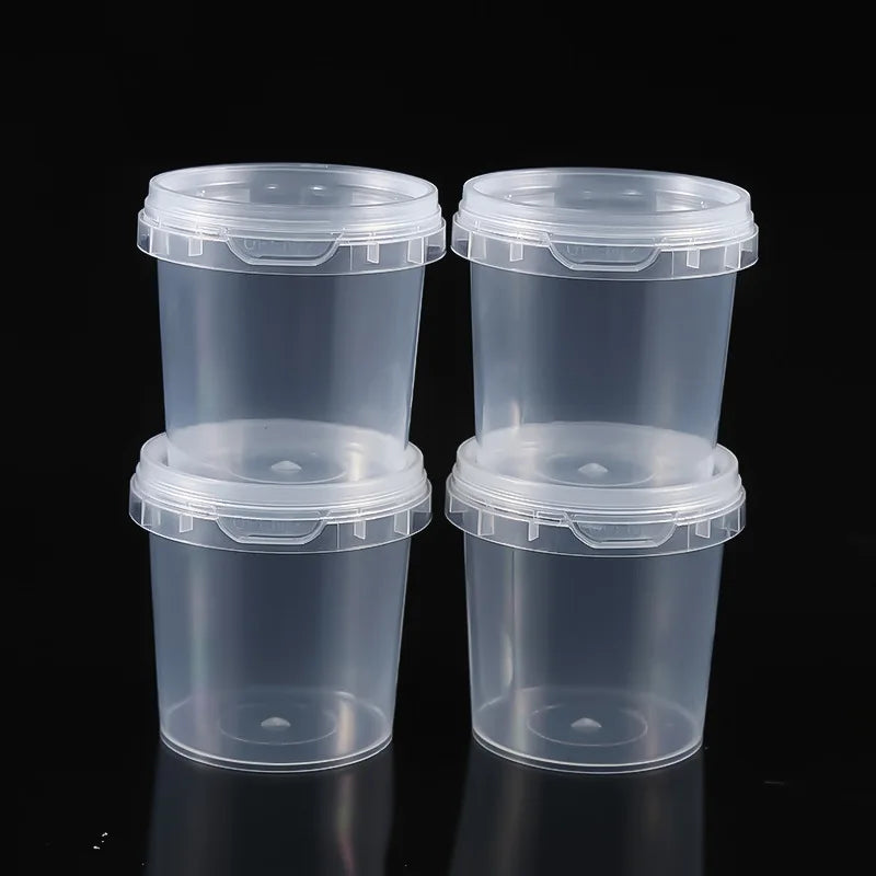 Modern Handheld PP Plastic Small Bucket with Thickened Lid Transparent Food-Grade Storage for Milk Tea & Fruit Sealed Packaging