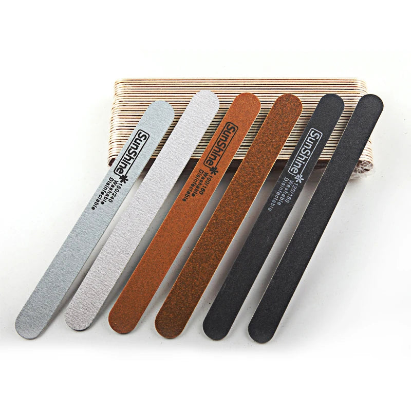 Factory Price Top Quality Black White Sandpaper Disposable Nail Salon Wooden Nail File