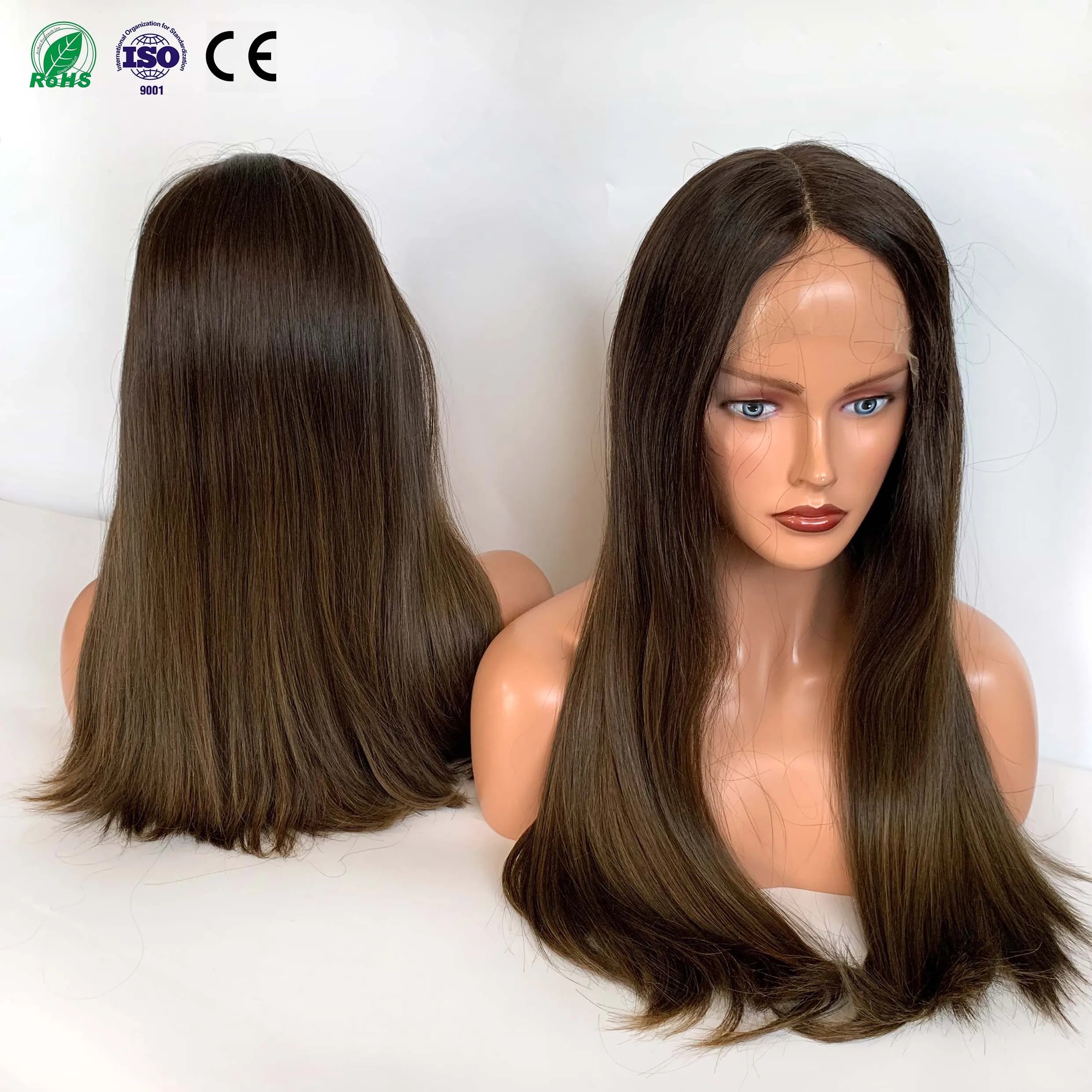 Stock Wholesale European Human Hair Wigs Brand-Free with Jewish Kosher European Hair Top Quality Jewish Lace Top Wigs for Women