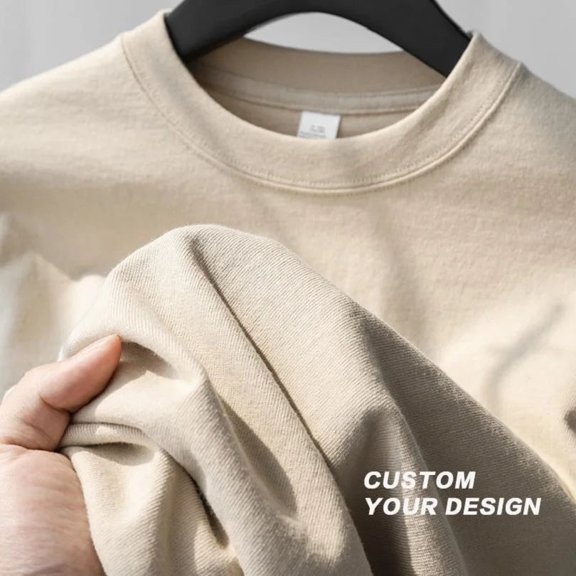 Unisex High Quality Wholesale 100% Cotton Men T-Shirts Plain Custom Screen Printed Beige Blank Short Sleeve Contrast T-Shirt