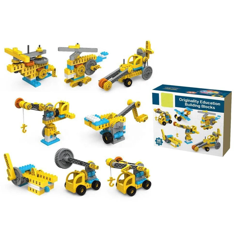 68pcs Newest Originality Education Gear Drive Building Blocks DIY Assemble Gear Machinery Blocks Toy Building Set for Kid