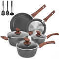 Granite Pots and Pans Set Nonstick 11 Piece Die-Cast Cookware Sets with Frying Pan Sauce Pan Stockpot Stay Cool Handle